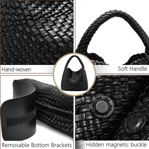 PS PETITE SIMONE Woven Tote Bag for Women Large Woven Purse Woven Leather Handbags Braided Purse Weave Purse Hazel PS PETITE SIMONE