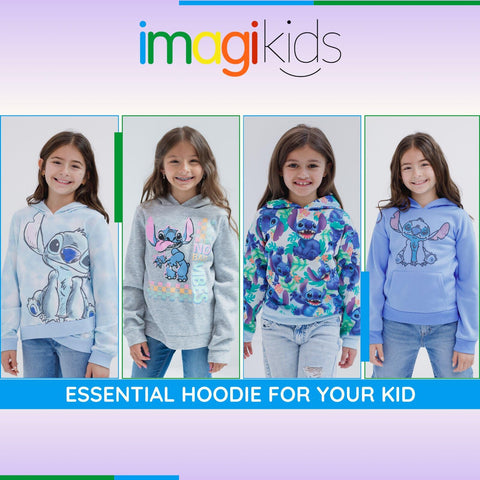 Disney Lilo & Stitch Big Girls French Terry Pullover Crossover Hoodie Tie Dye Blue 10-12