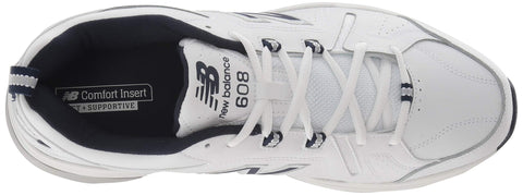 New Balance Men's 608 V5 Casual Comfort Cross Trainer, White/Navy, 10.5
