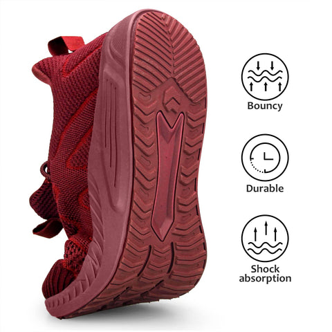 Feethit Running Shoes for Women Non Slip Walking Tennis Shoes Slip on Work Gym Fashion Sneakers Burgundy 5.5 Feethit