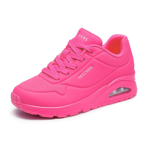 Skechers Women's Uno-Night Shades Sneaker Cooled Memory Foam, Skech-Air Midsole, Durabuck Upper, HOT Pink, 9