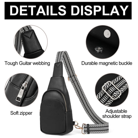 CLUCI Small Sling Bag for Women Crossbody, Faux Leather Trendy Waist Packs with Guitar Strap, Women's Fanny Packs CLUCI