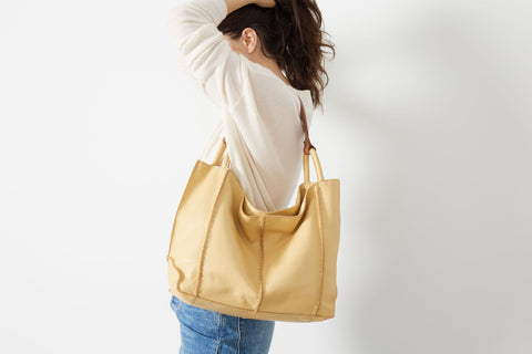 The Sak Los Feliz Larg Tote Bag - Premium Leather Women's Handbag for Everyday And Travel, Durable, Large Purse With Shoulder Bag Strap And Zipper Pocket, Nectar The Sak