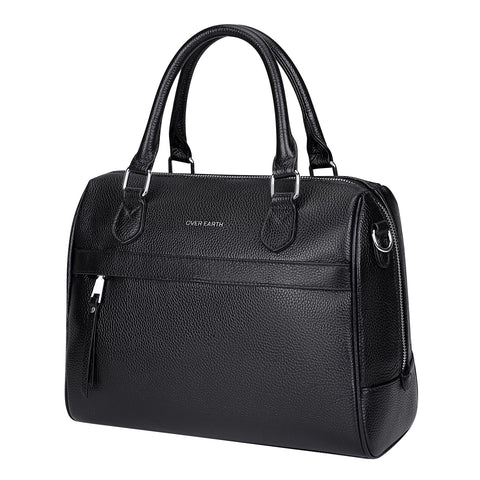 Over Earth Genuine Leather Satchel Top-Handle Handbags for Women Ladies Crossbody Bag(O207E Black) Over Earth