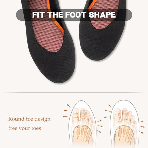 ATHMILE Women's Flat Ballet Shoes Knit for Women Round Toe Women Flats Comfort Soft Slip on Flat Shoes Wedding Office Work Dressy Casual Black Size 8
