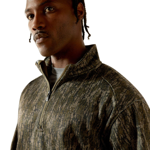Caldwell Logo 1/4 Zip Sweater, Green Treebark Camo, Small