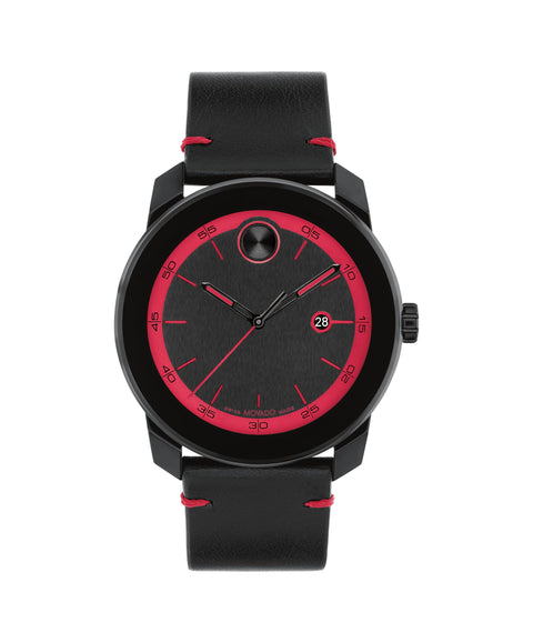 Movado Bold TR90 Ultra Modern Watch for Men and Women - Swiss Quartz 3H Movement, Leather Strap - Water Resistant 3ATM/30 Meters - Sporty Style Wristwatch for Everyone - 42mm Movado