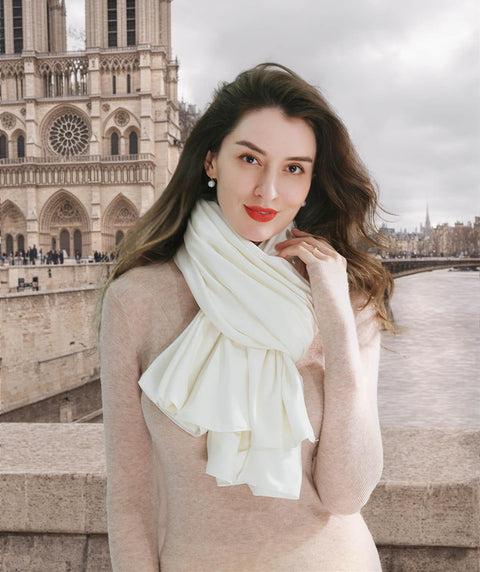 VENVSBEE Shawl Wraps for Women, Travel Scarf Soft Blanket Wrap Pashmina Travel Accessory for Airplane-02 Classic Jersey Cream