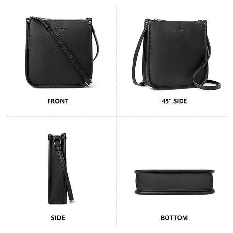 WESTBRONCO Small Crossbody Bag for Women Purses Satchel Shoulder Bags Wristlet Clutch Handbags (Leather Z-Black) WESTBRONCO