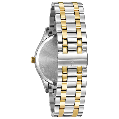 Bulova Men's Classic Two-Tone Stainless Steel 3-Hand Calendar Date Quartz Watch with Diamonds and Blue Dial Style: 98D130 Bulova