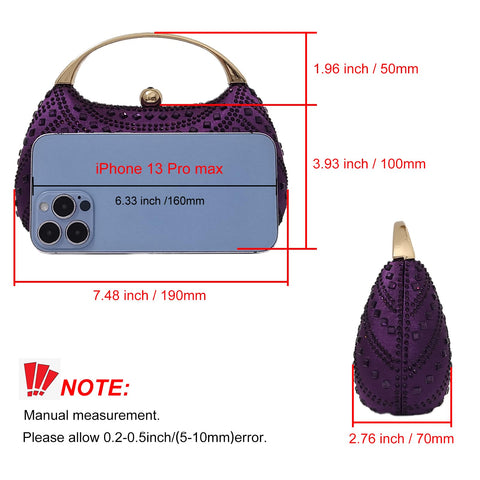 Elegant Crystal Clutch Rhinestone Handbags For Women Party Purse Wedding Prom Sparkly Bag(purple) HUANG ZHUANG