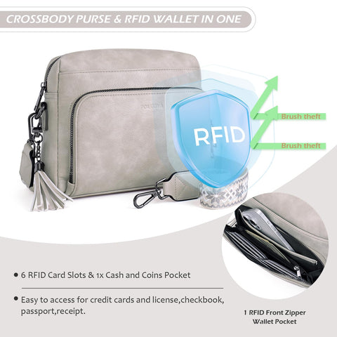 POIUGOYA Crossbody Purses for Women Trendy,Soft Leather Medium Crossbody Bag,Women's Shoulder Purse Built in Wallet & Tassel POIUGOYA