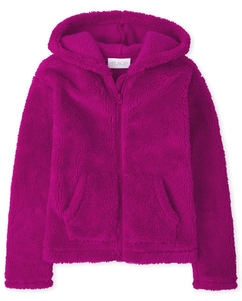 The Children's PlaceThe Children's Place Girls Long Sleeve Sherpa HoodieAURORA PinkLarge (10/12)