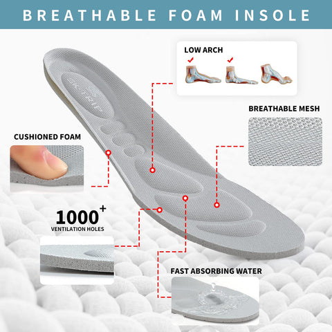 SK·TRIP Women's Walking Shoes Lightweight Breathable Flying Woven Mesh Upper Casual Jogging Shoes Ladies Tennis Shoes Workout Footwear Non-Slip Gym Sneakers for Women Grey