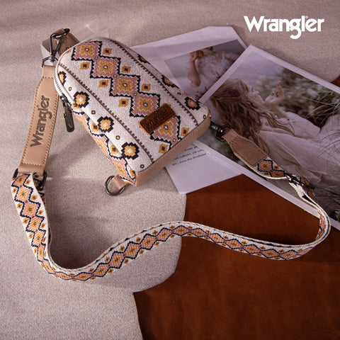 Wrangler Aztec Crossbody Sling Bags for Women Cross Body Purse with Detachable Strap WG2205-210TN Wrangler