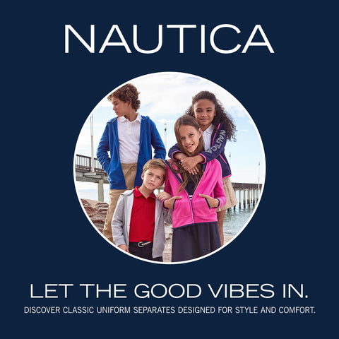 Nautica Girls Full-zip Fleece Jacket, Signature Logo Design, Ligthweight & Wind Resistant Sweater, Navy, 12-14 US