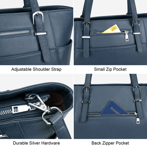 Over Earth Women Leather Handbags Genuine Leather Tote Shoulder Bag with Multi Pockets(O105E UG Indigo Blue) Over Earth