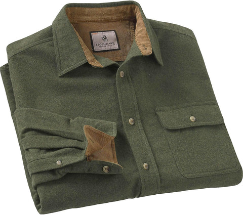 Legendary Whitetails Mens Flannel Shirt Long Sleeve Button Down 100% Cotton, Army, LRG