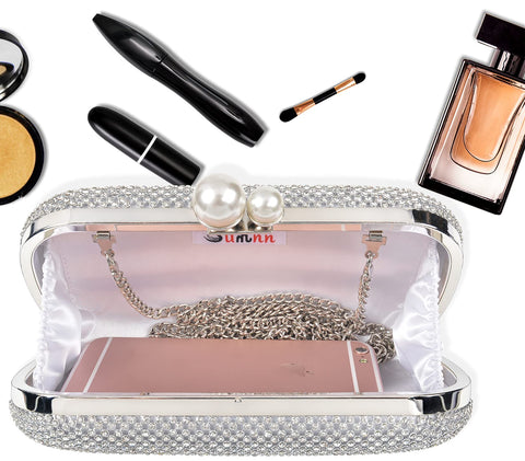Sumnn Crystal Evening Clutch Woman Evening Bag For Party and wedding (Silver) Sumnn