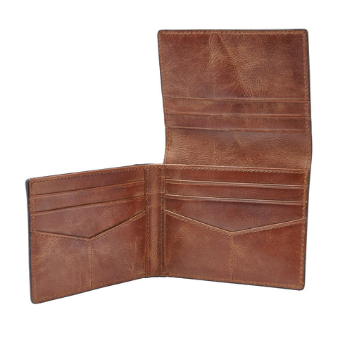 Fossil Men's Derrick Leather RFID-Blocking Execufold Trifold Wallet, Brown, (Model: ML3700200) Fossil
