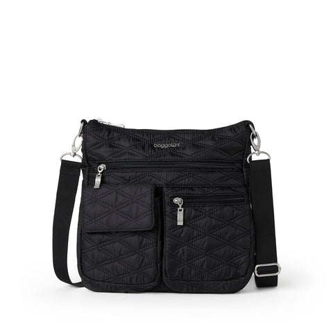 Baggallini womens Modern Everywhere Slim Crossbody, Black Quilt, One Size US Baggallini
