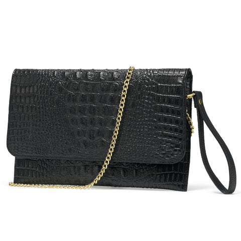 SWEETV Evening Clutch Purses for Women Elegant Wristlet Wallets Crocodile Pattern PU Leather Cross body Purse Formal/Wedding SWEETV