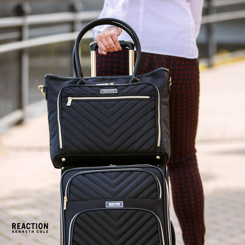Kenneth Cole REACTION Chelsea Quilted Chevron 15" Laptop & Tablet Business Tote with Removable Shoulder Strap, Black Kenneth Cole REACTION