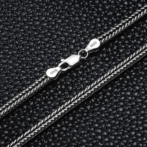 Franco Chain Sterling Silver Foxtail Necklace for Men 2mm 3mm Diamond Cut Chain for Men Women (Width: 2mm, Length: 18") Lattd