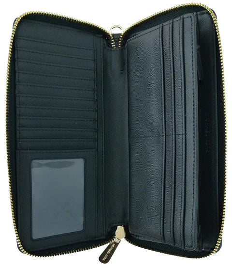 Michael Kors Women's Continental, Black/Gold, Large Sized Purse Wallet Michael Kors