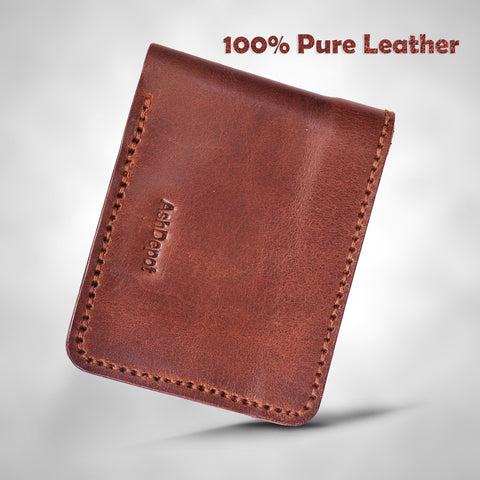 AshDepot Men's Genuine Leather Wallet - Bifold Wallet For Men, Original Leather Men Wallet - RFID Blocking Mens Wallet, 6 Card Holder Slots & 2 Cash Pockets, Brown AshDepot