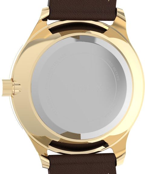Timex Women's Modern Easy Reader 32mm Watch - Brown Strap Mother of Pearl Dial Gold-Tone Case Timex