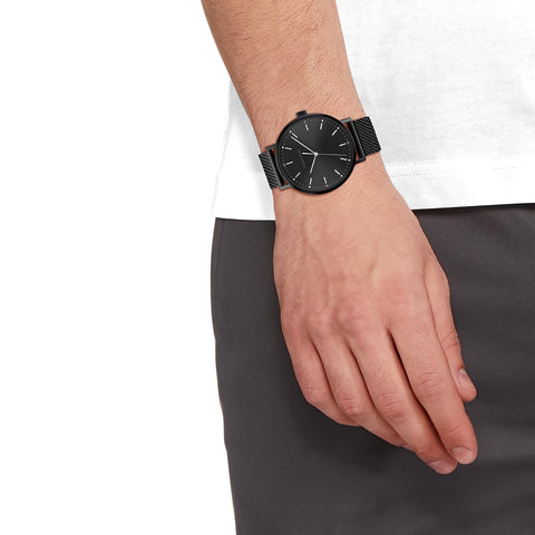 Calvin Klein Men's Quartz Ionic Plated Black Steel and Mesh Bracelet Watch, Color: Black (Model: 25200046) Calvin Klein
