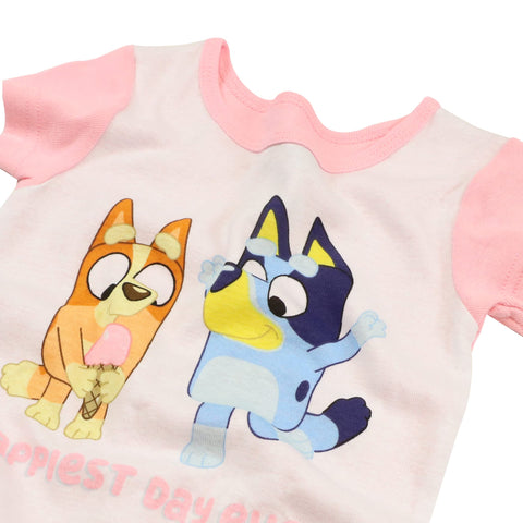 Bluey unisex-child 4-Piece Snug-fit Cotton Pajama Set, Soft & Cute for Kids, HAPPY DAY, 3T