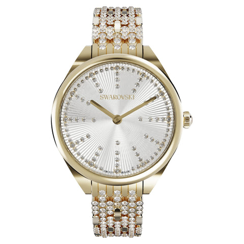 SWAROVSKI Unisex-Adult's Attract Stainless Steel Swiss Quartz Watch with Metal Strap, Gold, 0 (Model: 5516305) SWAROVSKI