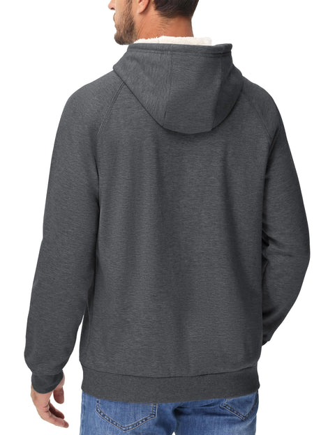 MAGCOMSEN Men's Fashion Hoodies Sweatshirts Heavy Sherpa Hoodies Pullover Winter Thermal Hooded Sweatshirt Work Warm Hoodie Dark Grey