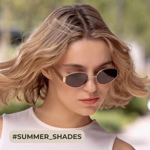 livho Retro Polarized Sunglasses - UV400 Protection, Oval Shape, Metal Frames - Matching Soft Case Inlcuded