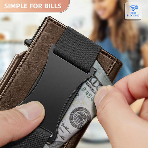 BULLIANT Men Wallet Gift Boxed,Slim Front Pocket Wallet Money Clip Card Holder 3.8"x2.7",Pop-up Access BULLIANT