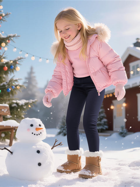 Resinta 5 Pack Girls Fleece Lined Leggings Winter Warm Soft Thermal Pants Full Length Multipack for Kids Cold Weather