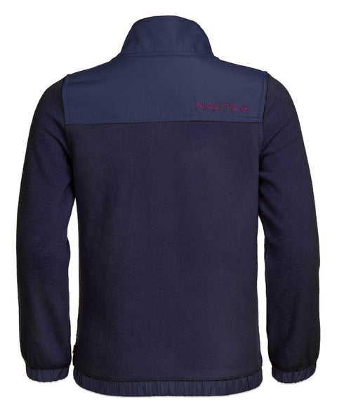 Nautica Girls Full-zip Fleece Jacket, Signature Logo Design, Ligthweight & Wind Resistant Sweater, Navy, 12-14 US