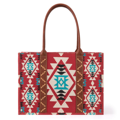 Wrangler Tote Bag for Women Aztec Top Handle Satchel Purse Boho Shoulder Handbags Western Hobo Fall Collection Gift Burgundy Red XY6 WG2203-8119DBDY Wrangler