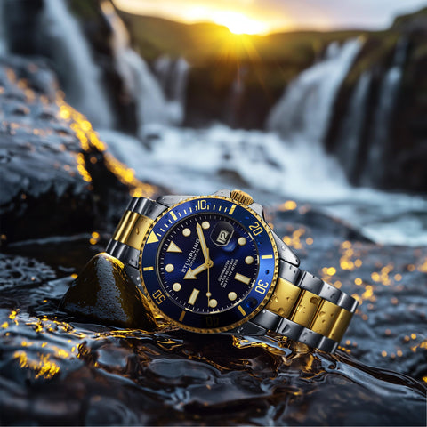 Stuhrling Original Men's Dive Watch, Swiss Movement, Stainless Steel, Blue Dial, Stainless Steel Bracelet, 100M Water Resistant Stuhrling Original