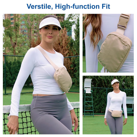 Pander Two Way Zipper Fanny Pack Nylon Everywhere Belt Bag for Women, Water Repellent Waist Packs, Crossbody Bags with Adjustable Strap (Black).