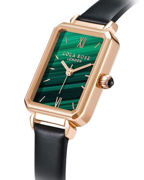 Lola Rose Dainty Women's Wrist Watch: Green Malachite Dial, Wrapped by Stylish Gift Box, Elegant Present for Ladies and Loved Ones Lola Rose