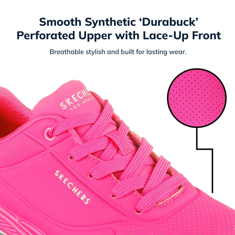 Skechers Women's Uno-Night Shades Sneaker Cooled Memory Foam, Skech-Air Midsole, Durabuck Upper, HOT Pink, 9