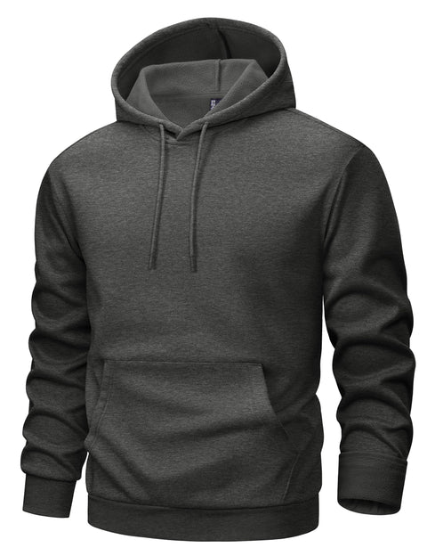 MAGCOMSEN Men's Fashion Hoodies Sweatshirts Fleece Lined Hoody Pullover Winter Thermal Hooded Sweatshirt Cotton Warm Hoodie Dark Grey 2XL