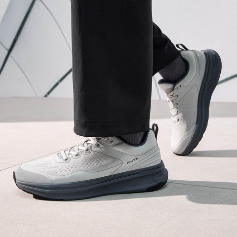 ANTA Men's Ebuffer 9.0 Walking Shoes Sneakers with Cushioned Comfortable & Breathable, High-Rebound Midsole for Commuting, Jogging, Urban Walking, Workout, Gray, 12