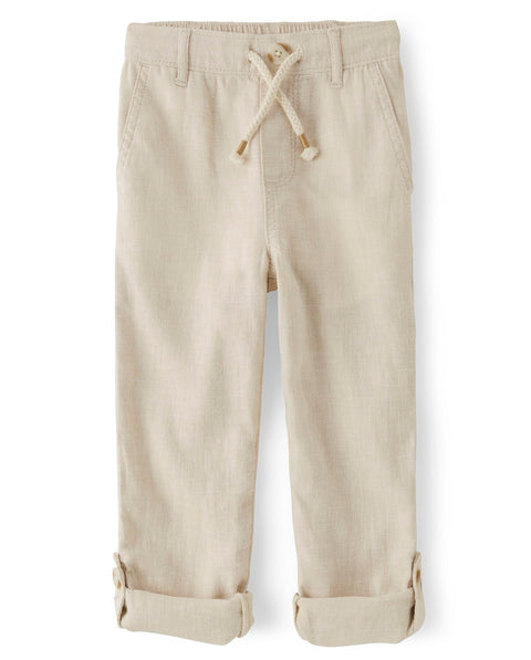 Gymboree,and Toddler Drawstring Linen Pants,Bisquit,4T