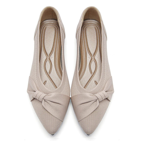 HIULYCENCE Pointed Toe Flats for Women Ballet Flats Comfortable Dressy Knit Lightweight Casual for Work Office Womens Flats Nude US8.5