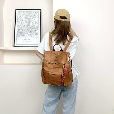 ZOCILOR Fashion Backpack Purse for Women Multipurpose Design Convertible Satchel Handbags and Shoulder Bag PU Leather Travel bag (Brown) ZOCILOR