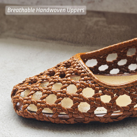 IBDPOSH Brown Woven Mesh Ballet Flats Shoes for Women with Strap Charming Comfortable Casual Elegance Flat Mary Janes Suitable for Woven Bags Size 8